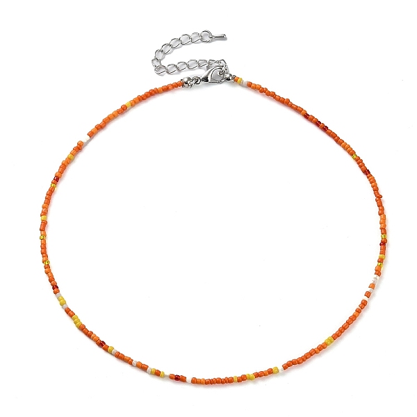 

PandaHall Glass Beaded Necklace, with Alloy Clasps, Orange, 16.10 inch(40.9cm) Glass Round Orange