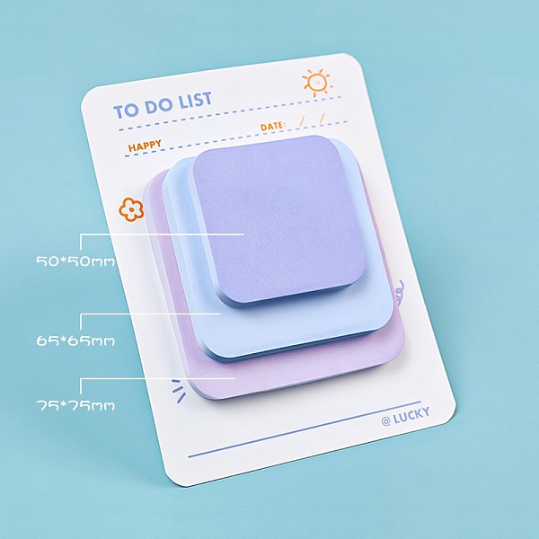 

PandaHall 90 Sheets 3 Styles Pad Sticky Notes, Sticker Tabs, for Office School Reading, Square, Medium Purple, 50~75x50~75mm, 30...