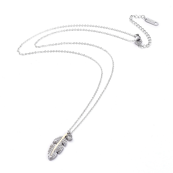 

PandaHall 304 Stainless Steel Pendant Necklaces, with Polymer Clay Crystal Rhinestone, Feather, Mixed Color, 18.11 inch(46cm) Rhinestone..., Clear