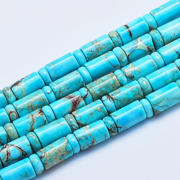 

PandaHall Natural Imperial Jasper Beads Strands, Dyed, Column and Flat Round, 10x6mm, 6x3mm, Hole: 1mm, about 32pcs/strand, 16.14 inch(41cm)...