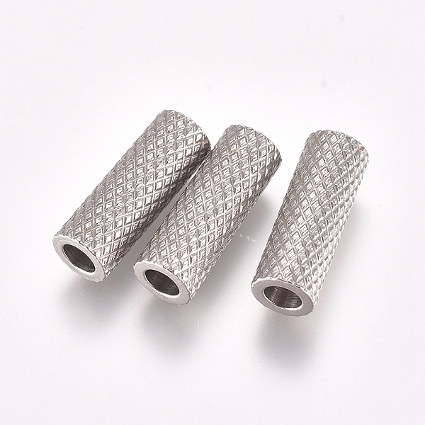 

PandaHall 304 Stainless Steel Beads, Textured, Tube Beads, Stainless Steel Color, 14x5mm, Hole: 3mm 304 Stainless Steel Tube