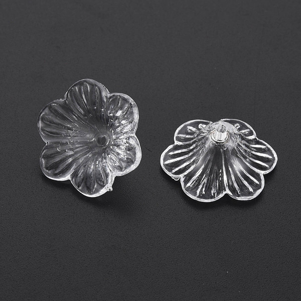 

PandaHall Flower Transparent Acrylic Bead Caps, 6-Petal, Clear, 21x19.5x9.5mm, Hole: 1.5mm, about 630pcs/500g Acrylic Clear