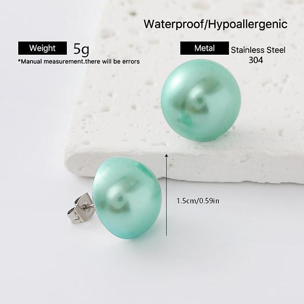 Boucles d'oreilles puces rondes en acier inoxydable 304 avec perles d'eau douce pour femmes