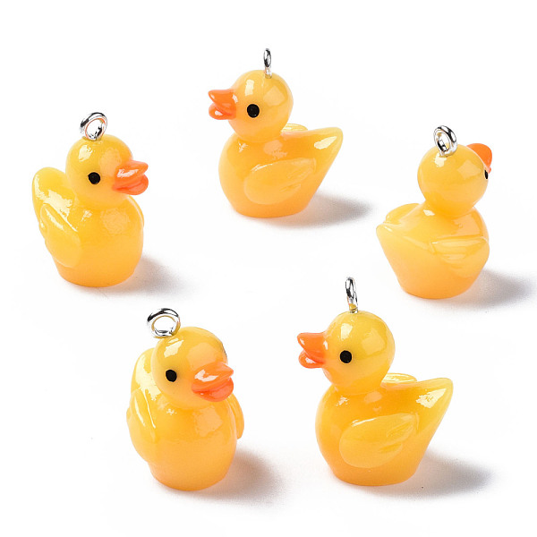 

PandaHall Opaque Resin Pendants, with Platinum Tone Iron Loop, 3D Duck, Gold, 22~23x16.5x13.5mm, Hole: 2mm Iron+Resin Duck Gold