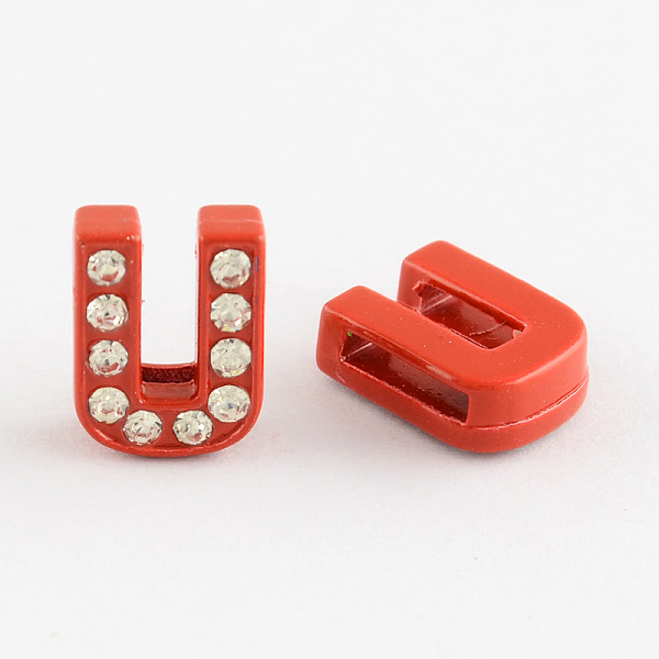 

PandaHall Mixed Color Zinc Alloy Grade A Rhinestone Letter Slide Charms, Letter.U, 12.5x9.5x4.5mm, Hole: 8x1.5mm Alloy+Rhinestone Letter U..., Clear