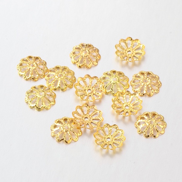 

PandaHall Iron Flower Bead Caps, Golden, 9x1.5mm, hole: 1mm Iron