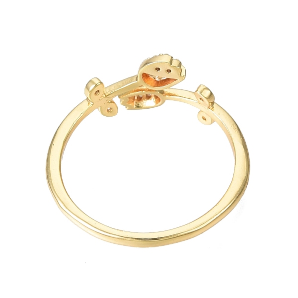 

PandaHall Clear Cubic Zirconia Tulip Flower Open Cuff Ring, Brass Jewelry for Woman, Nickel Free, Real 18K Gold Plated, US Size 7 1/4...