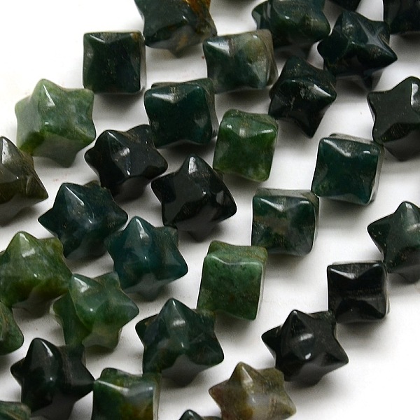 

PandaHall Nuggets Natural Moss Agate Beads Strands, 9x9x9mm, Hole: 1mm, about 34pcs/strand, 14.1 inch Moss Agate Nuggets