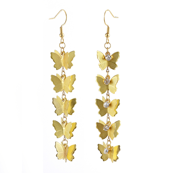 

PandaHall Dangle Earrings, with Brass Pendants, Crystal Rhinestone and 316 Surgical Stainless Steel Earring Hooks, Butterfly with Flat Round..., Clear