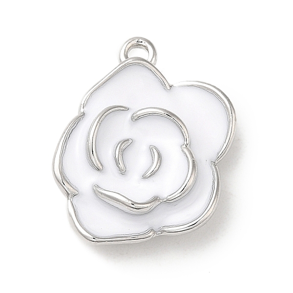 

PandaHall Brass Enamel Pendants, Flower Charm, Platinum, 19x14x4.7mm, Hole: 1.4mm Brass+Enamel Flower White