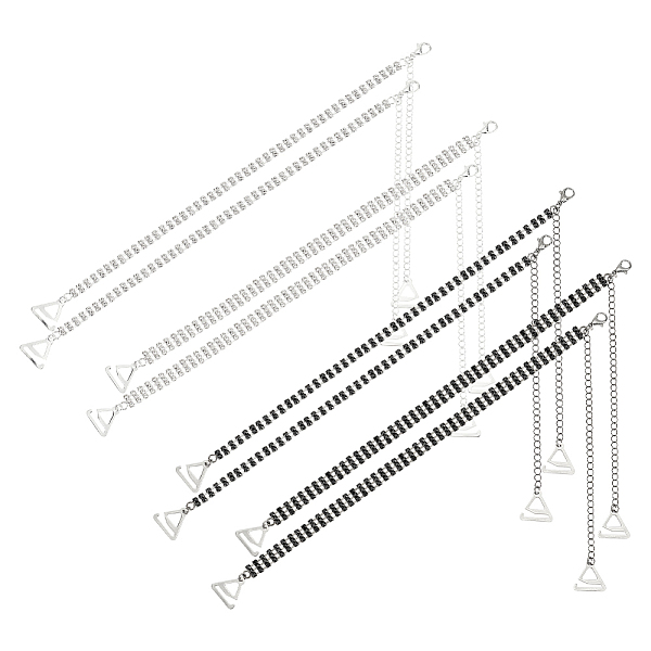 4 Pairs 4 Styles Rhinestone Chain Non-slip Bra Straps