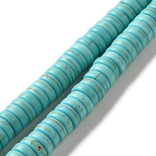 

PandaHall Synthetic Turquoise Dyed Beads Strands, Heishi Beads, Flat Round/Disc, Turquoise, 8x3mm, Hole: 1.2mm, about 131pcs/strand, 15.43''..., Green