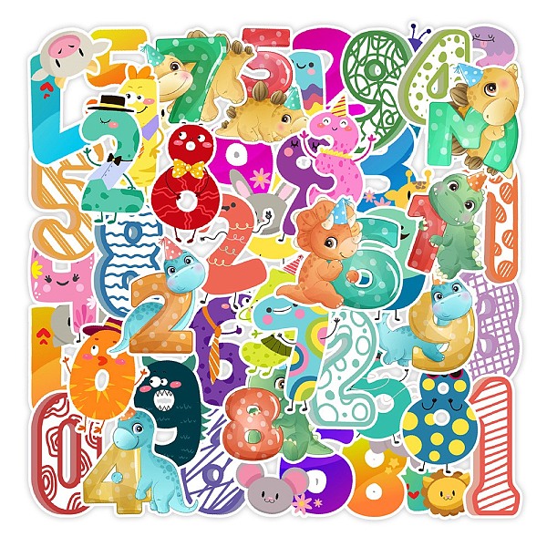 

PandaHall Waterproof PVC Adhesive Stickers, for Suitcase, Skateboard, Refrigerator, Helmet, Mobile Phone Shell, Number Pattern, 50~80mm...