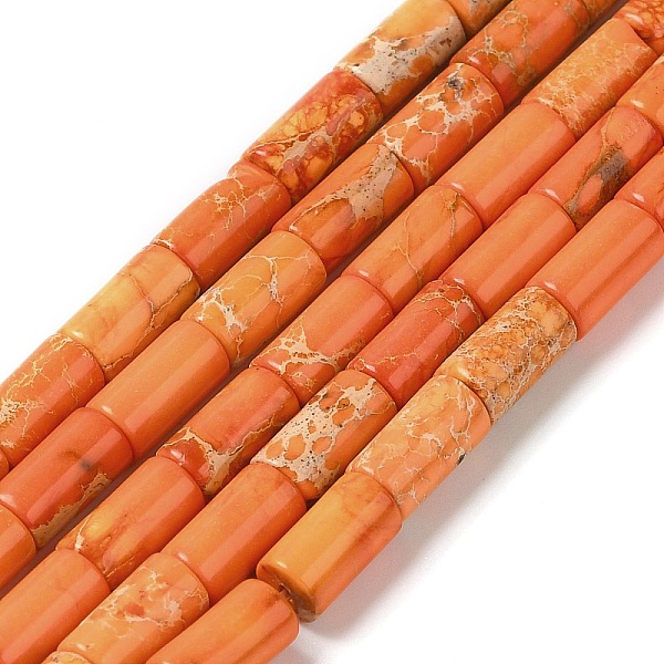 

PandaHall Natural Imperial Jasper Beads Strands, Dyed, Column, Dark Orange, 8x4.5mm, Hole: 1.2mm, about 50pcs/strand, 15.75''(40cm) Imperial...