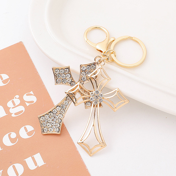 

PandaHall Alloy Keychain, with Corss Pendants, Clear, 13.8cm Alloy Clear