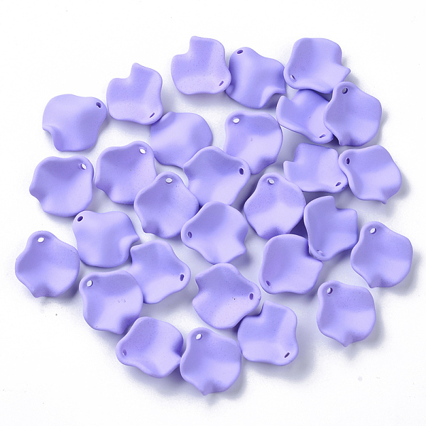 

PandaHall Spray Painted Acrylic Pendants, Rubberized Style, Petal, Lilac, 16x15x5~6mm, Hole: 1.4mm Acrylic Others Purple