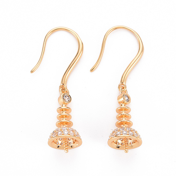 

PandaHall Brass Micro Pave Clear Cubic Zirconia Earring Hooks, for Half Drilled Bead, Nickel Free, Real 18K Gold Plated, 34x8.5mm, Pin...