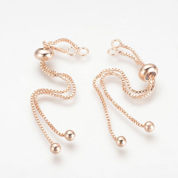 

PandaHall Brass Box Chain Slider Bracelet Making, Rose Gold, 3.54 inch(90mm), 1mm, Hole: 2mm Brass
