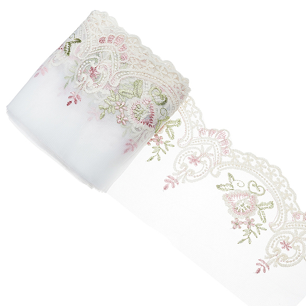 PandaHall WADORN 10 Yards Floral Embroidery Lace Trim, 6.9 Inch Width Vintage Sewing Lace Trim Ribbon Dress Webbing Bridal Applique Fabric...