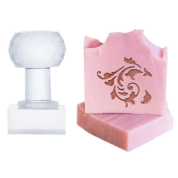 

PandaHall PH Acrylic Stamp Soap Embossing Stamp Flower Soap Stamp with Handle Soap Chapter Imprint Stamp for Handmade Soap Cookie Clay..., Clear