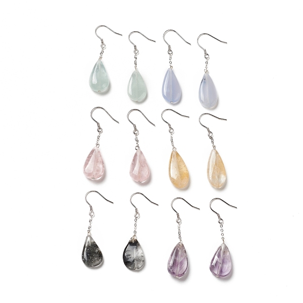 

PandaHall Natural Agate+Crystal Teardrop Dangle Earrings with 925 Sterling Silver Pin for Women, Mixed Color, 42~45mm, Pin: 0.6mm..., Multicolor