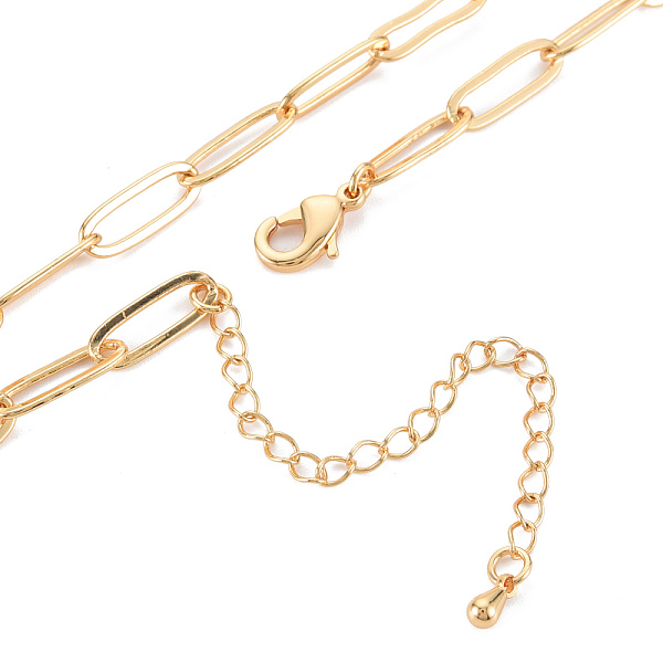 

PandaHall Brass Paperclip Chain Necklace Making, Nickel Free, Real 18K Gold Plated, 15.75 inch(40cm) Brass