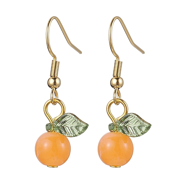 

PandaHall Acrylic Dangle Earrings, with 304 Stainless Steel Earring Hooks, Round with Leaf, Coral, 32.5x12.5mm Acrylic Round Red