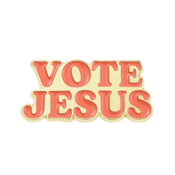 

PandaHall Word Black Alloy Brooches, Enamel Pins, for Backpack Clothes, Vote Jesus, 30x14.5x2mm Alloy+Enamel Others