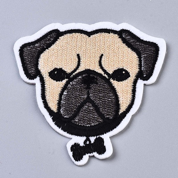 

PandaHall Pug Dog Appliques, Computerized Embroidery Cloth Iron on/Sew on Patches, Costume Accessories, Bisque, 63x63x1mm Cloth Dog Orange