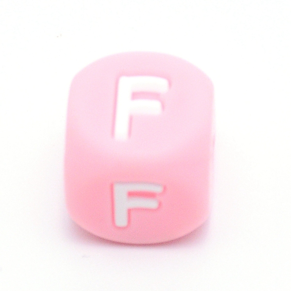

PandaHall Silicone Alphabet Beads for Bracelet or Necklace Making, Letter Style, Pink Cube, Letter.F, 12x12x12mm, Hole: 3mm Silicone Letter...