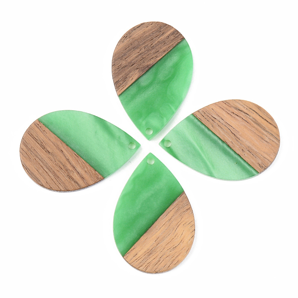 

PandaHall Opaque Resin & Walnut Wood Pendants, Teardrop, Green, 35.5x24.5x3mm, Hole: 2mm Resin+Wood Teardrop Green