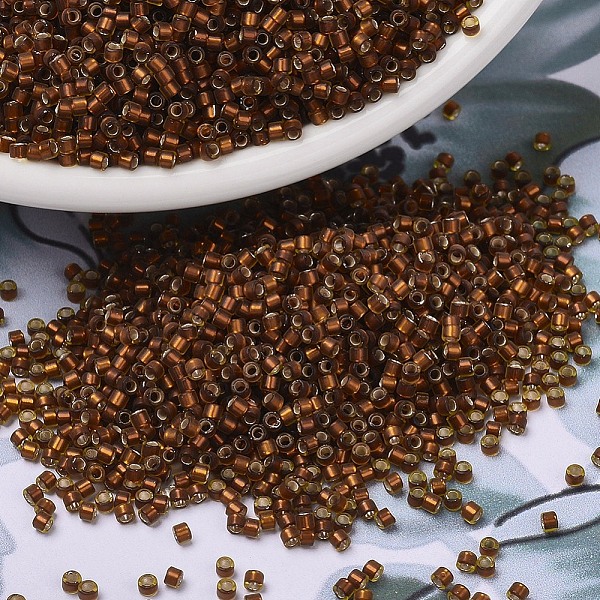 PandaHall MIYUKI Delica Beads, Cylinder, Japanese Seed Beads, 11/0, (DB1682) Silver Lined Glazed Dark Honey, 1.3x1.6mm, Hole: 0.8mm, about...