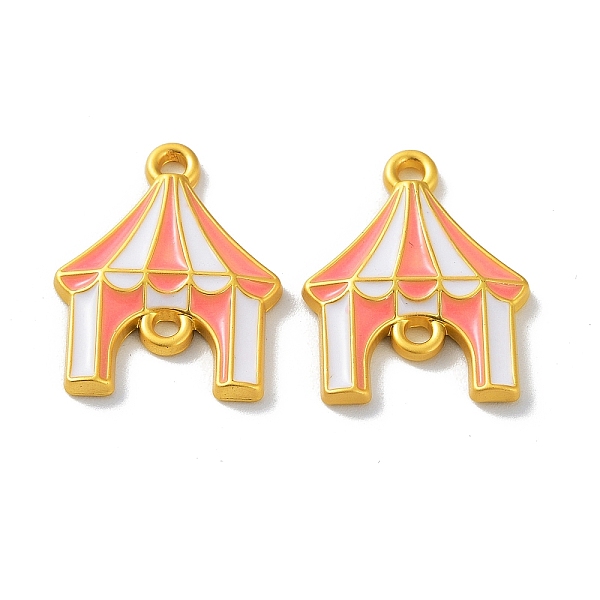 

PandaHall Rack Plating Alloy Enamel Connector Charms, Matte Gold Color, Tent Links, Light Coral, 18.5x15x2.5mm, Hole: 1.5mm Alloy+Enamel...