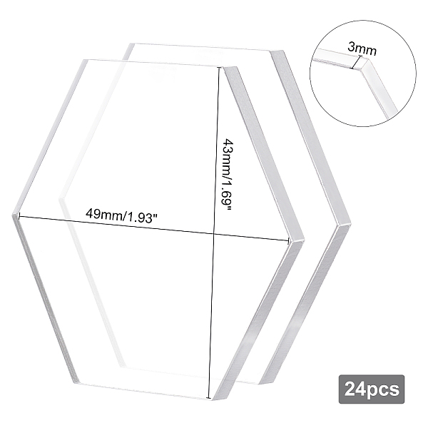 

PandaHall BENECREAT Acrylic Board, Hexagon, Clear, 43x49x3mm Acrylic Clear