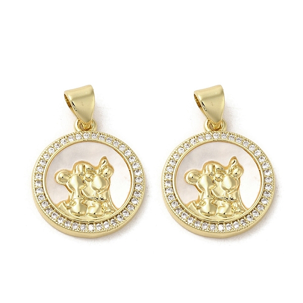 

PandaHall Brass Micro Pave Clear Cubic Zirconia Pendants, with Shell, Real 18K Gold Plated, Human, Flat Round, 18.5x16x2.5mm, Hole: 3.5x4mm...