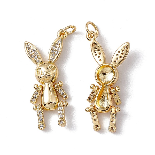 

PandaHall Brass Micro Pave Cubic Zirconia Pendants, with Jump Ring, Mechanical Rabbit Charm, Real 18K Gold Plated, 30x13x4.5mm, Hole: 3.5mm..., Clear