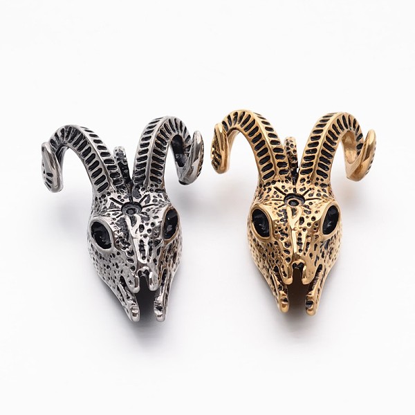 

PandaHall Retro 304 Stainless Steel Goat Skull Pendants, Mixed Color, 49x35x22mm, Hole: 7mm 304 Stainless Steel Skull