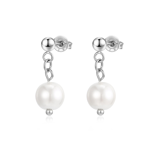 

PandaHall Stainless Steel Dangle Earrings, with Natural Pearl Stainless Steel
