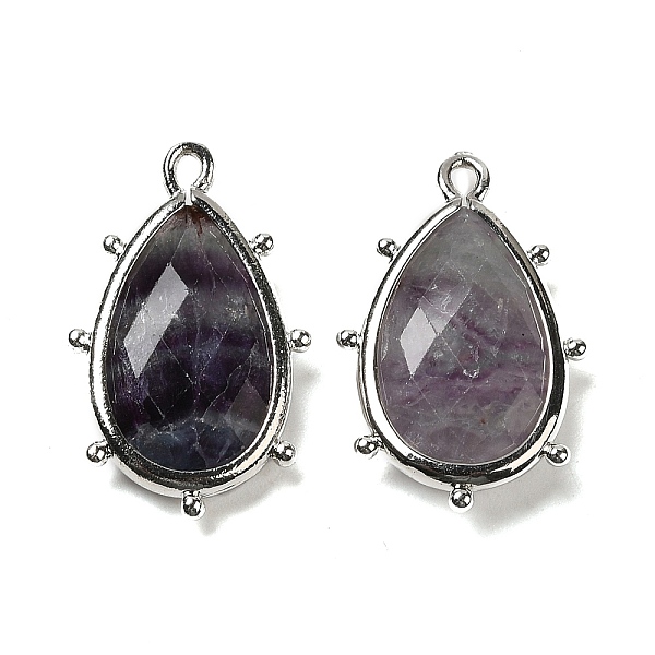 

PandaHall Natural Fluorite Pendants, with Platinum Brass Edge, Faceted, Teardrop, 22.5x14x5.5mm, Hole: 1.6mm. Fluorite Teardrop