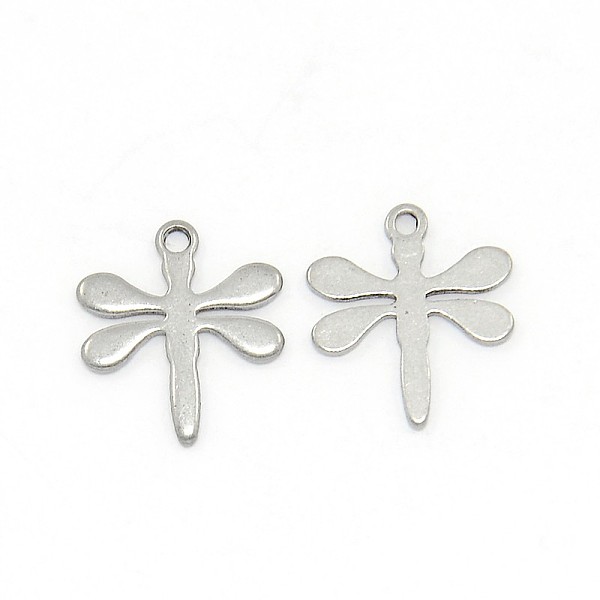 

PandaHall Trendy 201 Stainless Steel Dragonfly Pendants, Stainless Steel Color, 12x10.5x0.9mm, Hole: 1mm 201 Stainless Steel Dragonfly