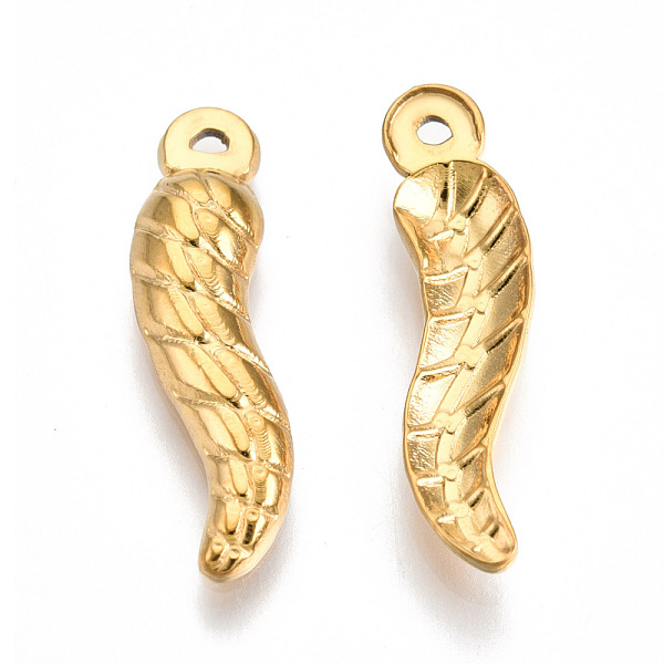 

PandaHall 201 Stainless Steel Pendants, Horn of Plenty, Italian Horn Cornicello Charm, Real 18K Gold Plated, 22x6x2.5mm, Hole: 1mm 201...