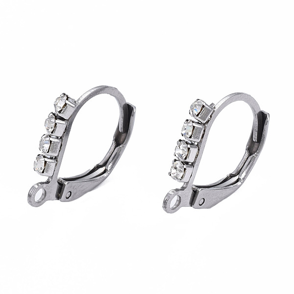 

PandaHall 304 Stainless Steel Leverback Earring Findings, with Clear Cubic Zirconia and Horizontal Loop, Stainless Steel Color, 14x12mm...