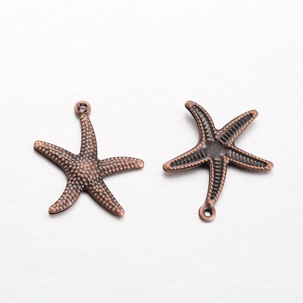 

PandaHall Starfish/Sea Stars Brass Pendants, Red Copper, 23x20.5x2mm, Hole: 1mm Brass Starfish