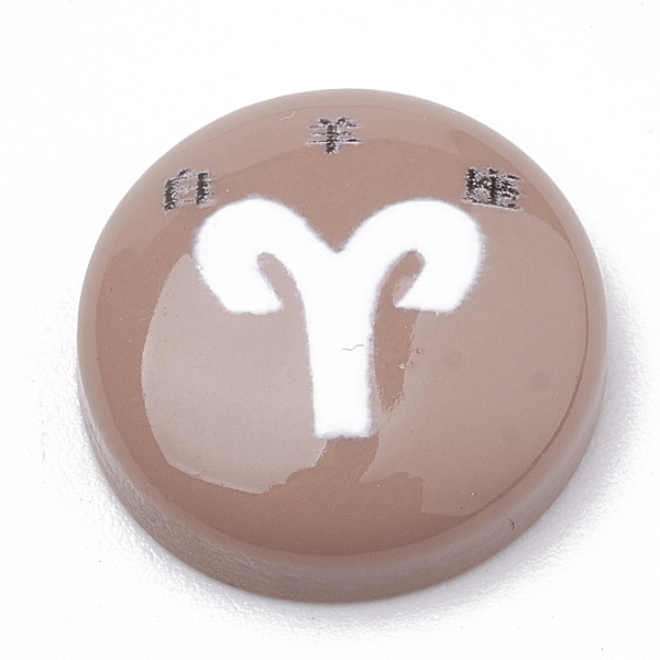 

PandaHall Constellation/Zodiac Sign Resin Cabochons, Half Round/Dome, Craved with Chinese character, Aries, Rosy Brown, 15x4.5mm Resin Half...