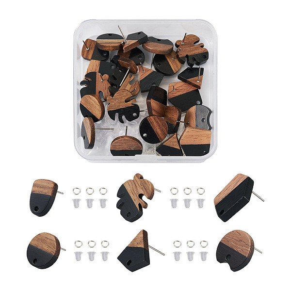 

PandaHall Biyun DIY Two Tone Earring Making Kit, Including Opaque Resin & Walnut Wood Stud Earring Findings, Iron Jump Rings, Plastic Ear..., Multicolor