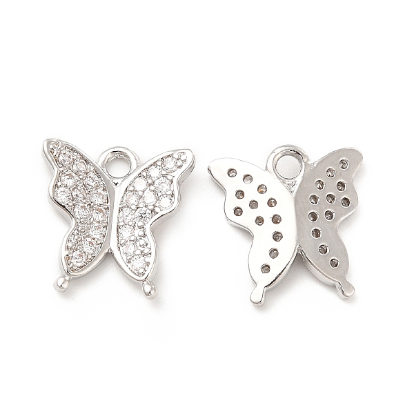 

PandaHall Brass Micro Pave Cubic Zirconia Charms, Butterfly Charm, Clear, 12.5x12.5x2.5mm, Hole: 1.8mm Brass+Cubic Zirconia Butterfly Clear