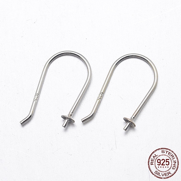 

PandaHall 925 Sterling Silver Earring Hook Findings, Silver, Tray: 3mm, 18mm, 20 Gauge, Pin: 0.8mm, about 47pairs/20g Sterling Silver