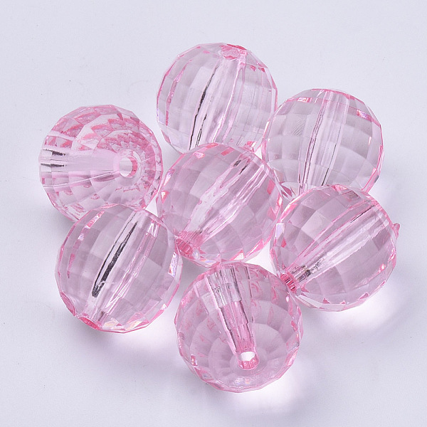 

PandaHall Transparent Acrylic Beads, Faceted, Round, Pink, 8x8mm, Hole: 1.5mm Acrylic Round Pink