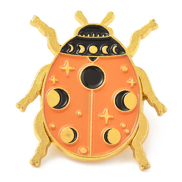 

PandaHall Alloy Enamel Brooches, Enamel Pin, with Butterfly Clutches, Ladybird/Ladybug, Golden, Dark Orange, 27x25x9.5mm Alloy+Enamel