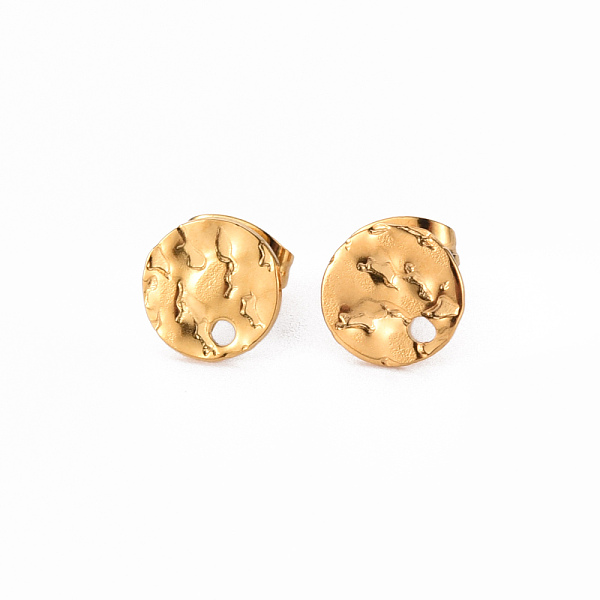

PandaHall 304 Stainless Steel Stud Earring Findings, with Earring Backs, Flat Round, Real 18K Gold Plated, 8mm, Hole: 1.5mm, Pin: 0.8mm 304...